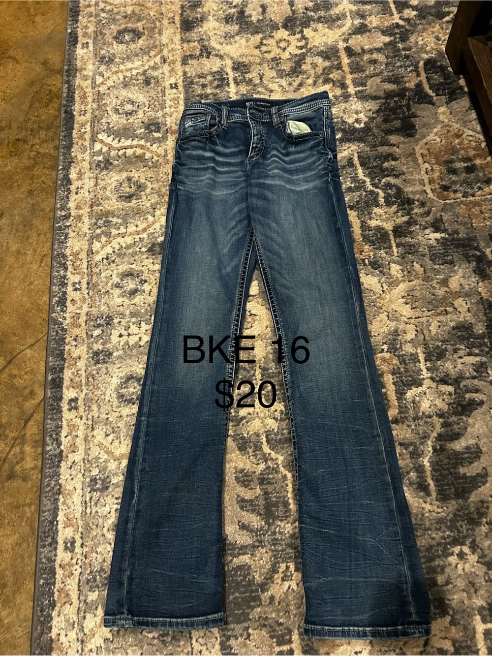 BKE Men's Dark Blue Bootcut Jeans